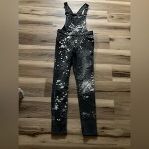 Cheap Monkey Womens Denim Skinny  Bib Overalls Jeans Black White Medium